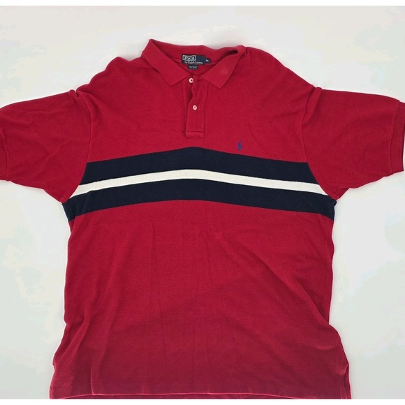 Vintage Polo Ralph Lauren Shirt Men XXL Striped 90s Red Blue Pony Classic 2XL - Picture 3 of 8